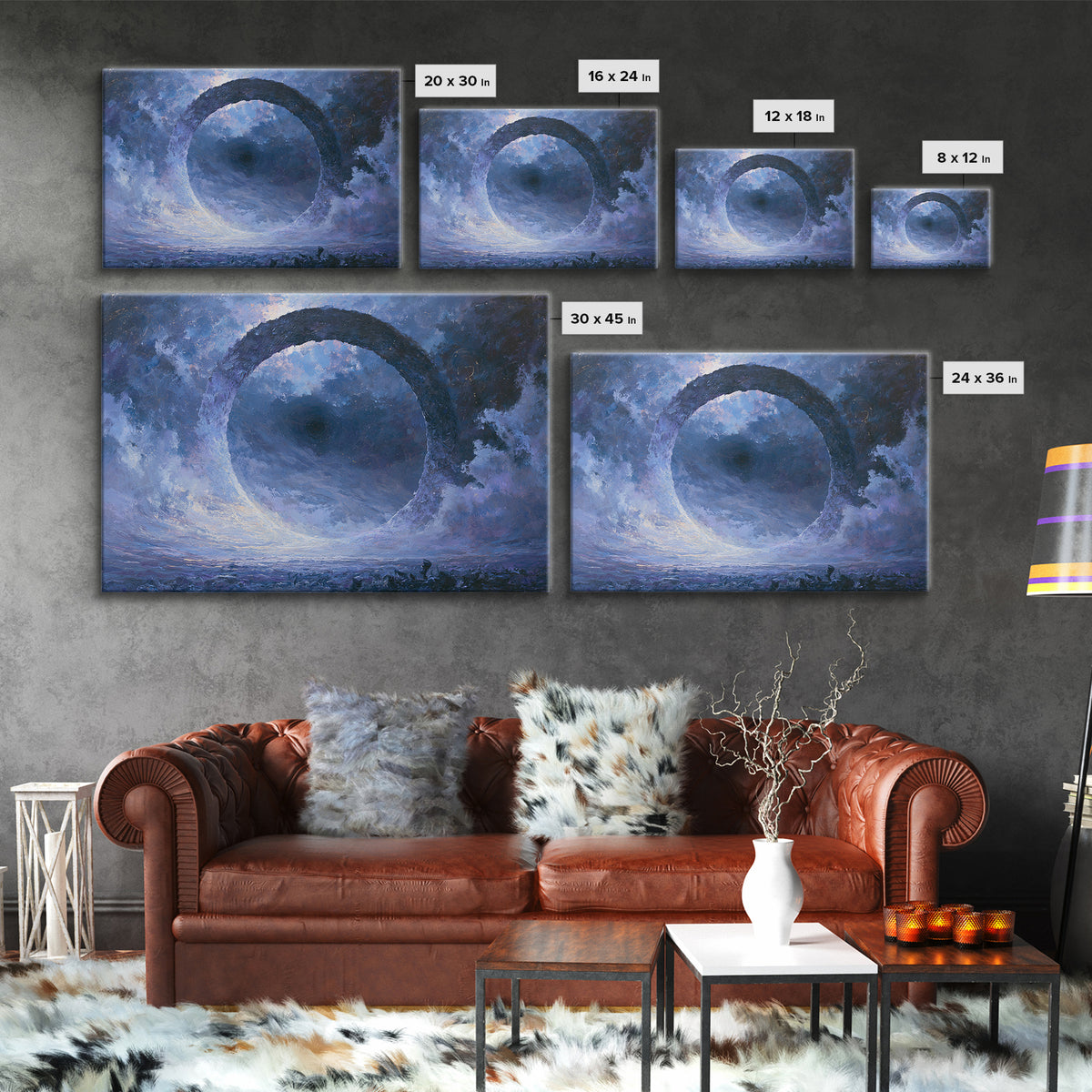 Black Hole with Radiant Accretion Ring Framed Canvas Print, Space Art, Room Decor, Spa Decor, Fine Art, Serenity, Printable Art, SAR-3x2-35