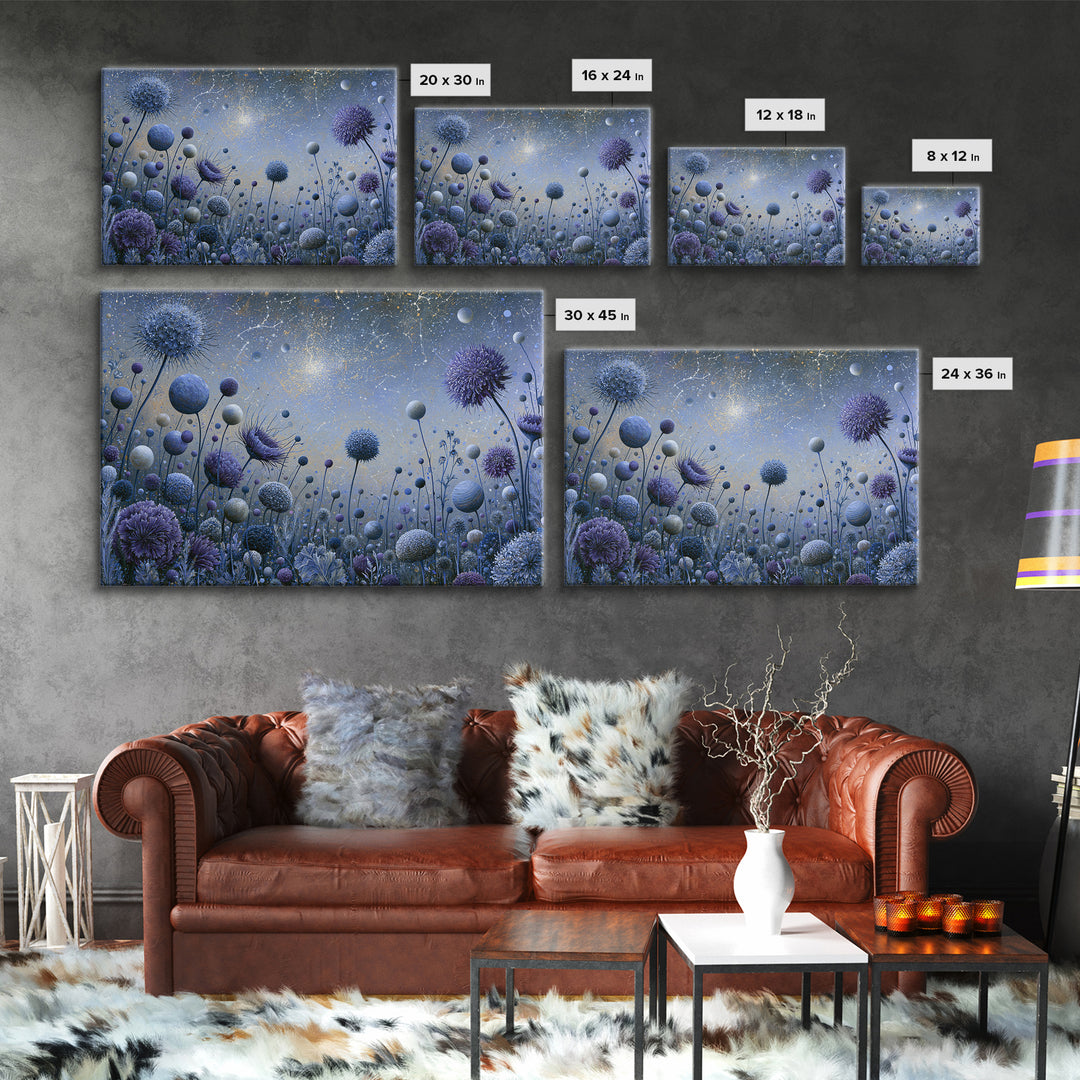 Cosmic Garden with Planets as Flowers Framed Canvas Print, Space Art, Luxury Decor, Spa Decor, Fine Art, Serenity, Room Decor, SAR-3x2-41
