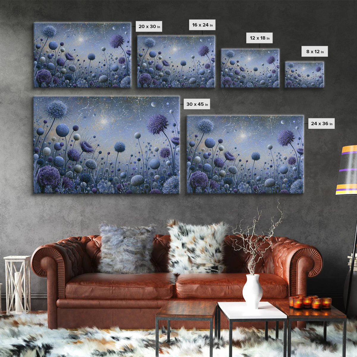 Cosmic Garden with Planets as Flowers Framed Canvas Print, Space Art, Luxury Decor, Spa Decor, Fine Art, Serenity, Room Decor, SAR-3x2-41