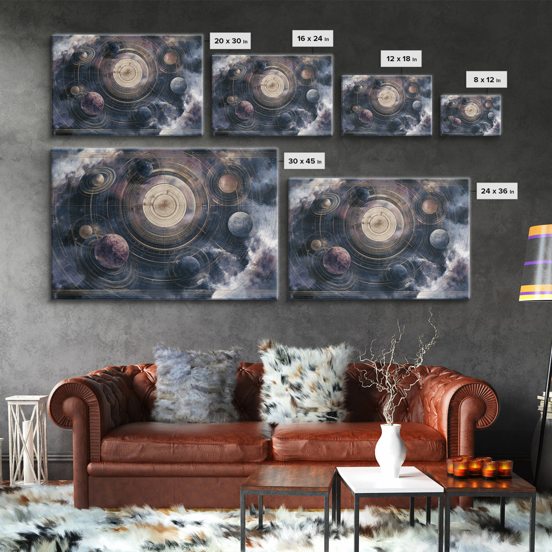 Solar System Arrangement Canvas Print, Space Art, Painting, Spa Decor, Fine Art, Serenity, Canvas Wall Art, Abstract Art, SAR-3x2-56