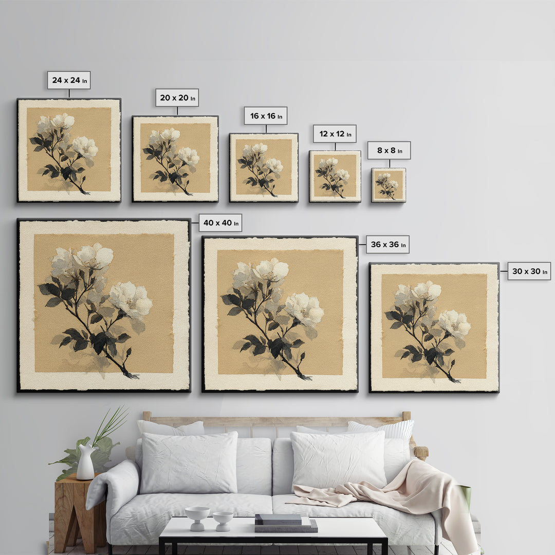 Nordic Folk Bird Framed Canvas Print, Scandinavian Art, Canvas Art, Living Room Decor, Fine Art, Nordic, Floral Wall Art, SCA-1x1-11
