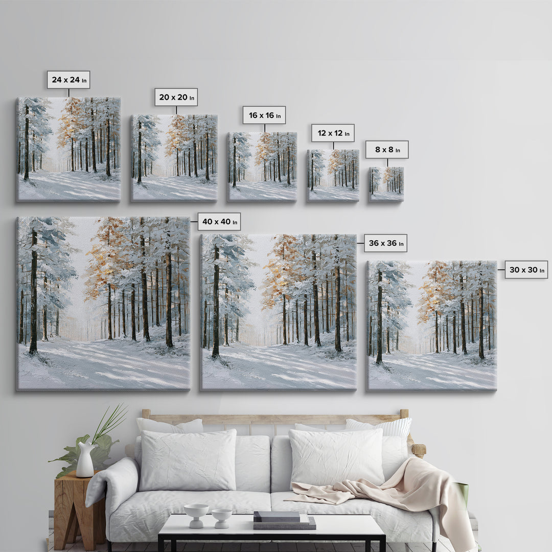 Snowy Nordic Forest Canvas Print, Scandinavian Art, Art, Living Room Decor, Fine Art, Nordic, Abstract Art, Canvas Art, SCA-1x1-25