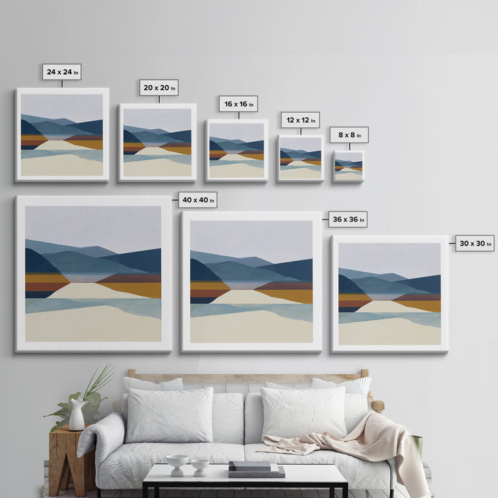 Minimal Fjord Landscape Canvas Print, Scandinavian Art, Neutral Decor, Living Room Decor, Fine Art, Nordic, Wall Decor, SCA-1x1-26