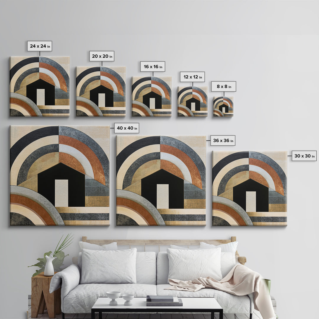 Simple Black House Shape Canvas Print, Scandinavian Art, Boho Wall Art, Living Room Decor, Abstract Art, Nordic, Modern Decor, SCA-1x1-31