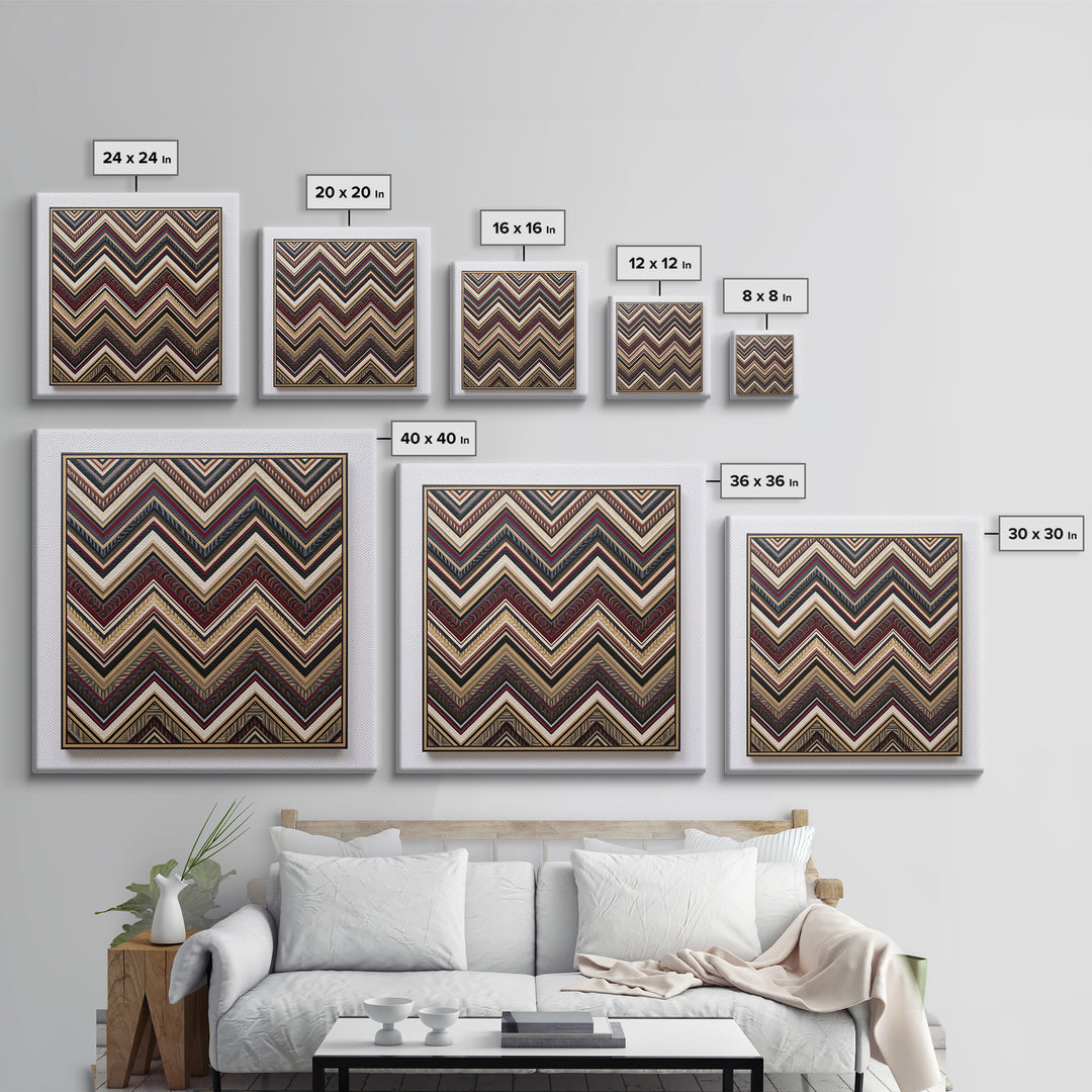 Herringbone Monochrome Pattern Framed Canvas Print, Scandinavian Art, Gallery Decor, Living Room Decor, Fine Art, Nordic, SCA-1x1-46