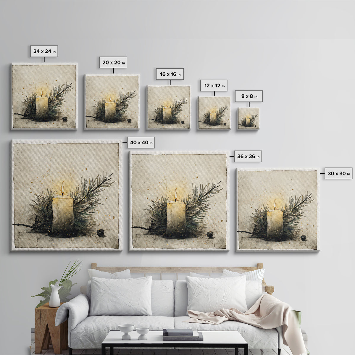 Snowy Nordic Forest Canvas Print, Scandinavian Art, Art, Living Room Decor, Fine Art, Nordic, Abstract Art, Canvas Art, SCA-1x1-49