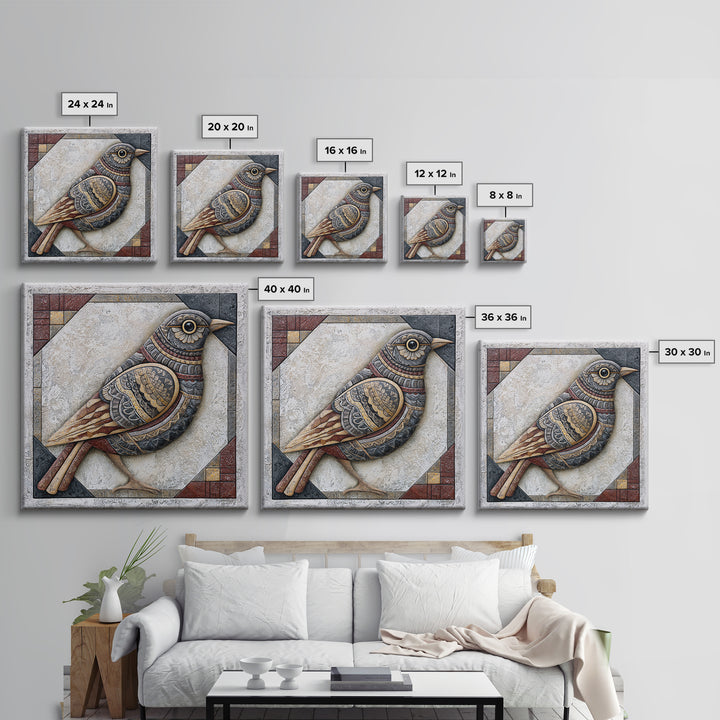 Nordic Folk Bird Canvas Print, Scandinavian Art, Modern Decor, Living Room Decor, Fine Art, Nordic, Wall Decor, Art Print, SCA-1x1-59