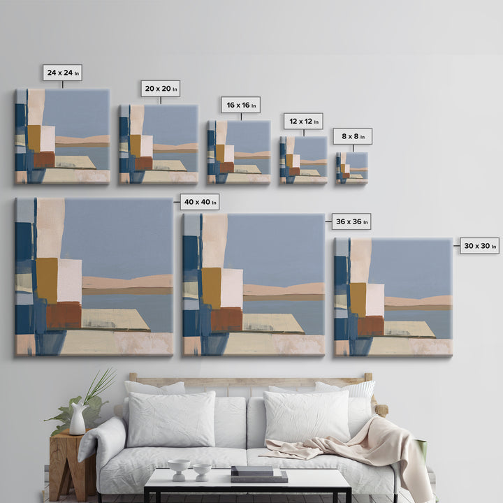 Calm Lake Dock Framed Canvas Print, Scandinavian Art, Fine Art Print, Living Room Decor, Oil Painting, Nordic, Printable, SCA-1x1-63