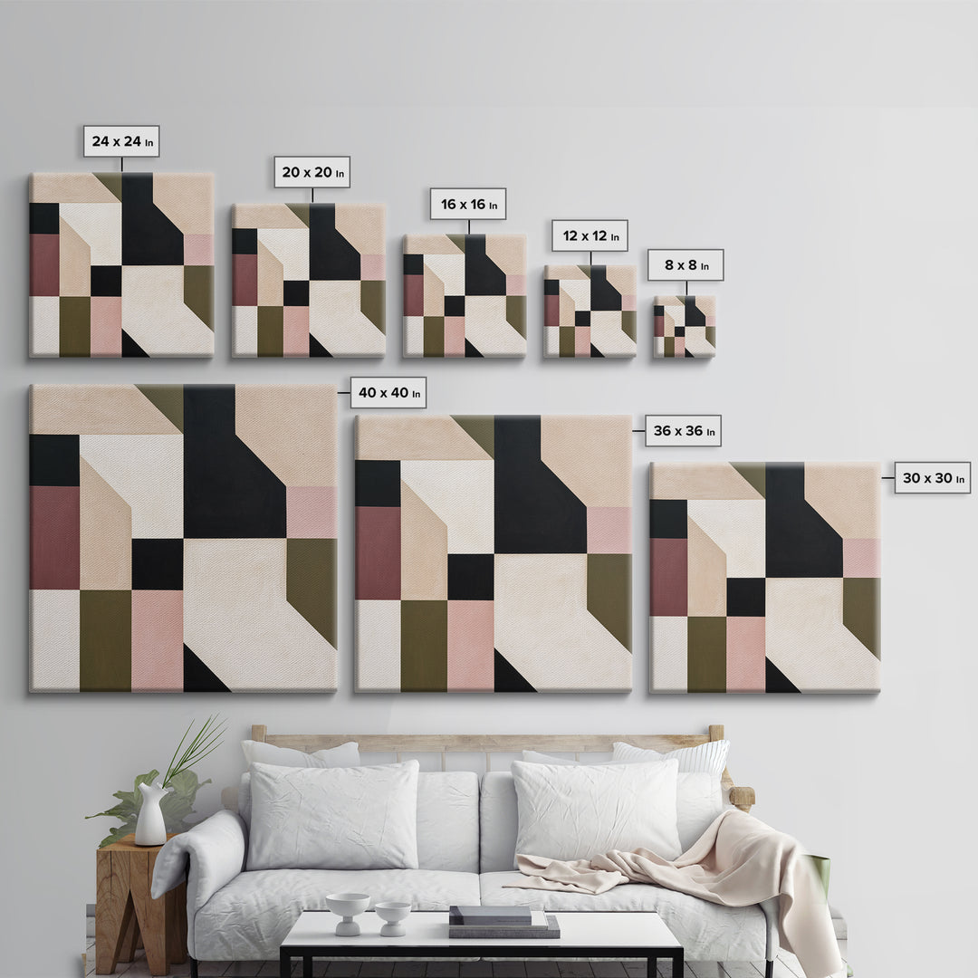 Scandinavian Textile Pattern Framed Canvas Print, Scandinavian Art, Abstract Wall Art, Living Room Decor, Fine Art, Nordic, SCA-1x1-64