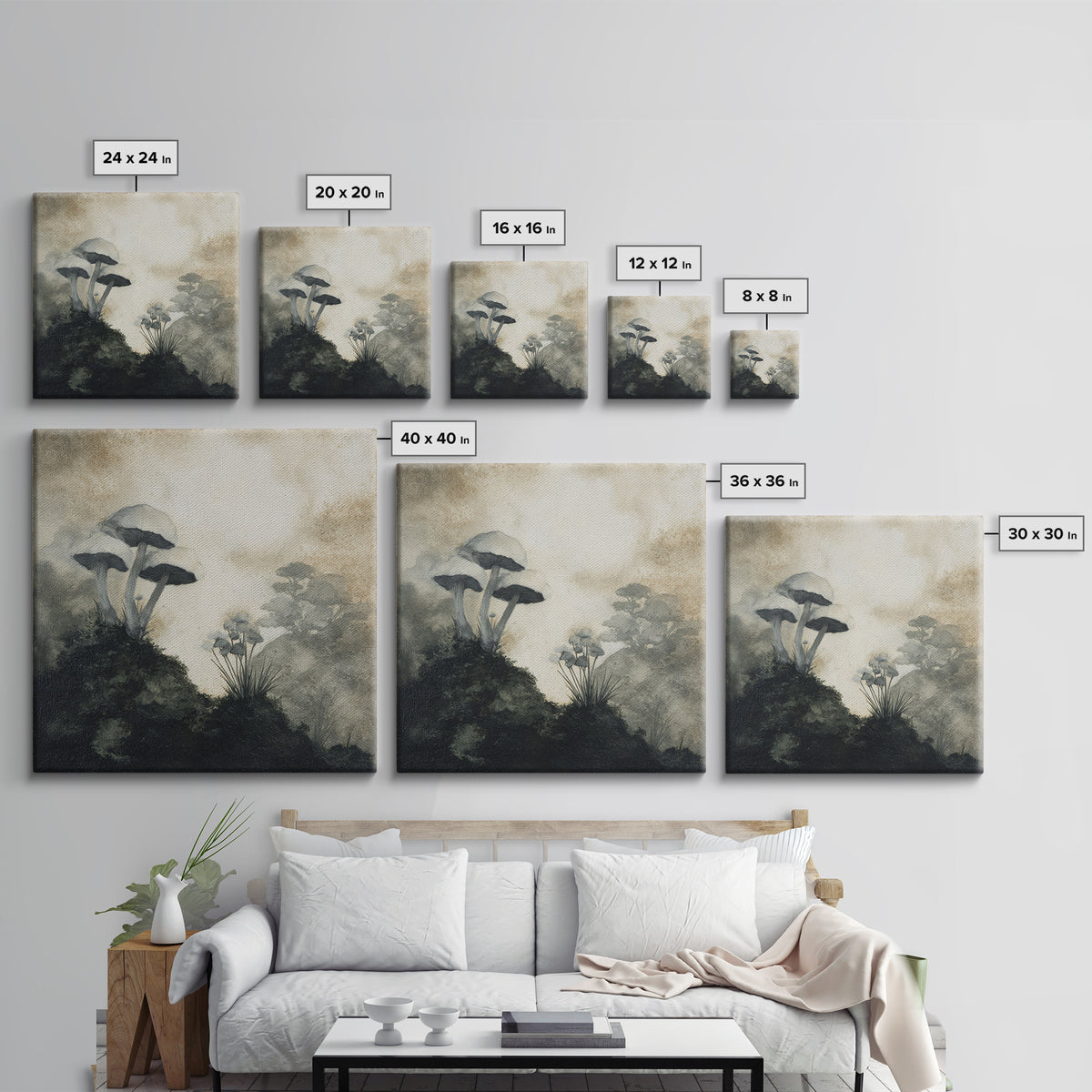 Reindeer Silhouette in Snowy Landscape Canvas Print, Scandinavian Art, Living Room Decor, Nordic, Printable Art, SCA-1x1-78
