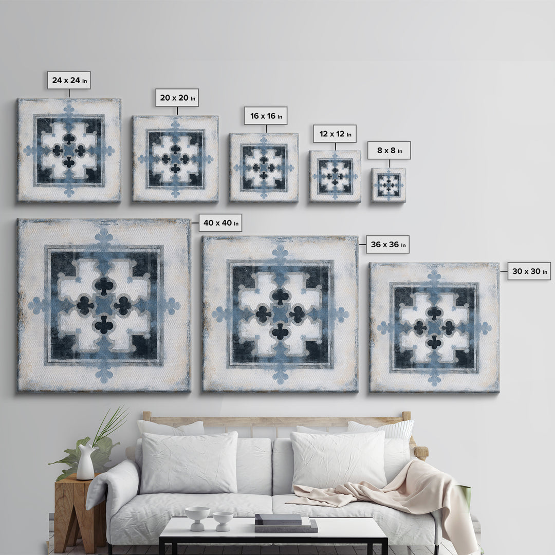 Scandinavian Textile Pattern Framed Canvas Print, Scandinavian Art, Wall Art, Living Room Decor, Fine Art, Nordic, SCA-1x1-88