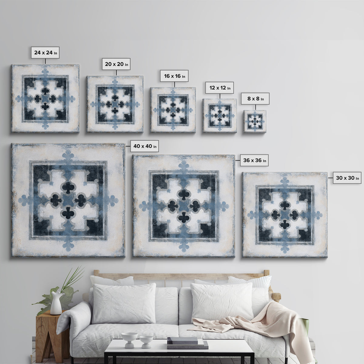 Scandinavian Textile Pattern Framed Canvas Print, Scandinavian Art, Wall Art, Living Room Decor, Fine Art, Nordic, SCA-1x1-88