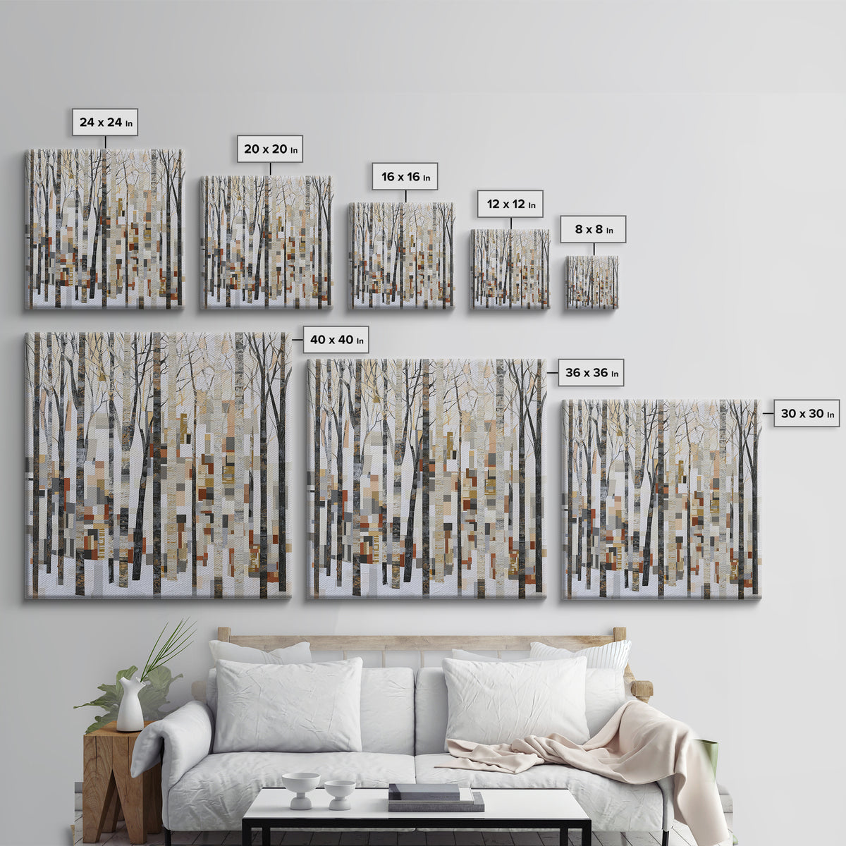 Snowy Nordic Forest Canvas Print, Scandinavian Art, Wall Hanging, Living Room Decor, Fine Art, Nordic, Living Room Wall Art, SCA-1x1-97