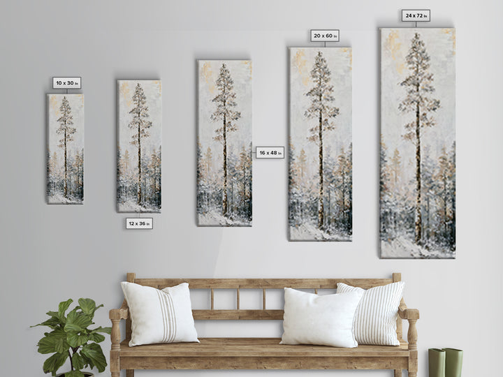 Snowy Nordic Forest Canvas Print, Scandinavian Art, Printable, Living Room Decor, Oil Painting, Nordic, Abstract Wall Art, SCA-1x3-13