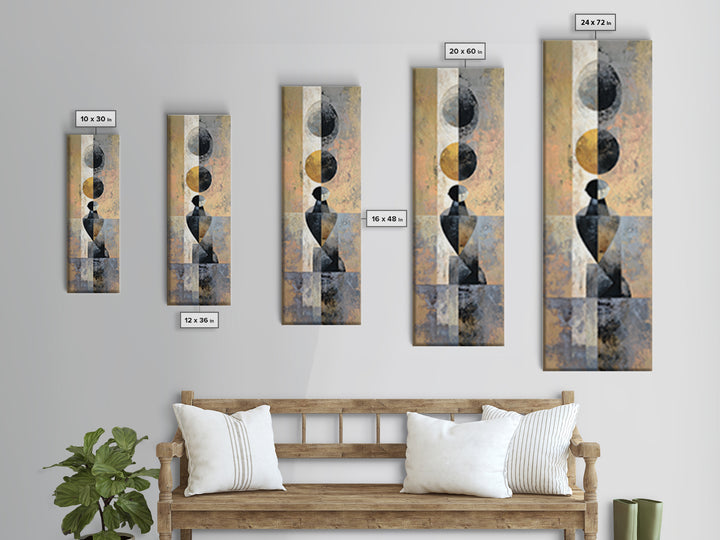 Soft Beige Geometric Abstraction Framed Canvas Print, Scandinavian Art, Modern Wall Art, Living Room Decor, Fine Art, Nordic, SCA-1x3-15