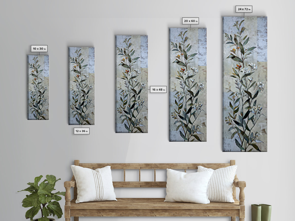 Pale Oak Botanical Line Drawing Canvas Print, Scandinavian Art, Christmas Decor, Living Room Decor, Fine Art, Nordic, SCA-1x3-17