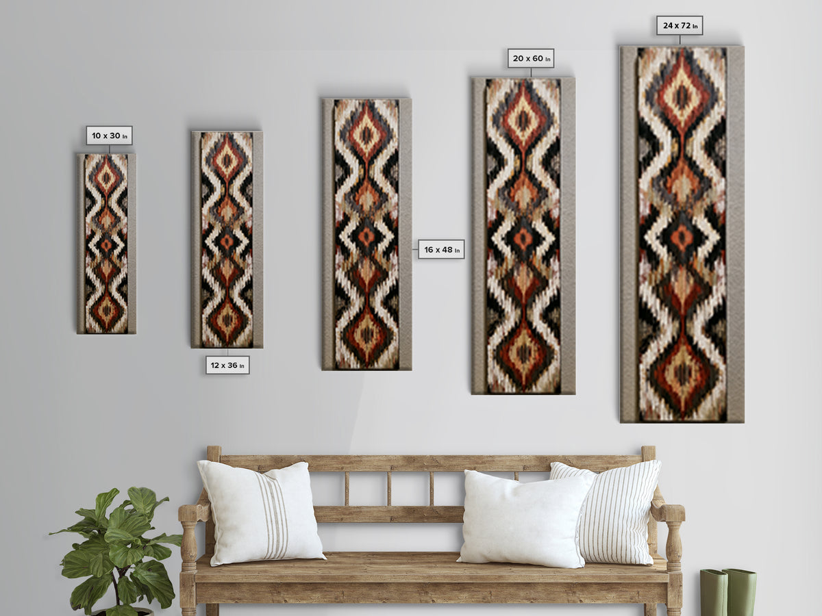 Scandinavian Textile Pattern Canvas Print, Scandinavian Art, Large Wall Art, Living Room Decor, Nordic, Living Room Wall Art, SCA-1x3-28