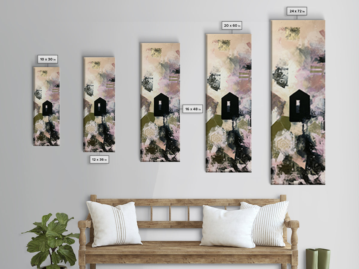 Simple Black House Shape Canvas Print, Scandinavian Art, Modern Art, Living Room Decor, Abstract Art, Nordic, Contemporary Art, SCA-1x3-43