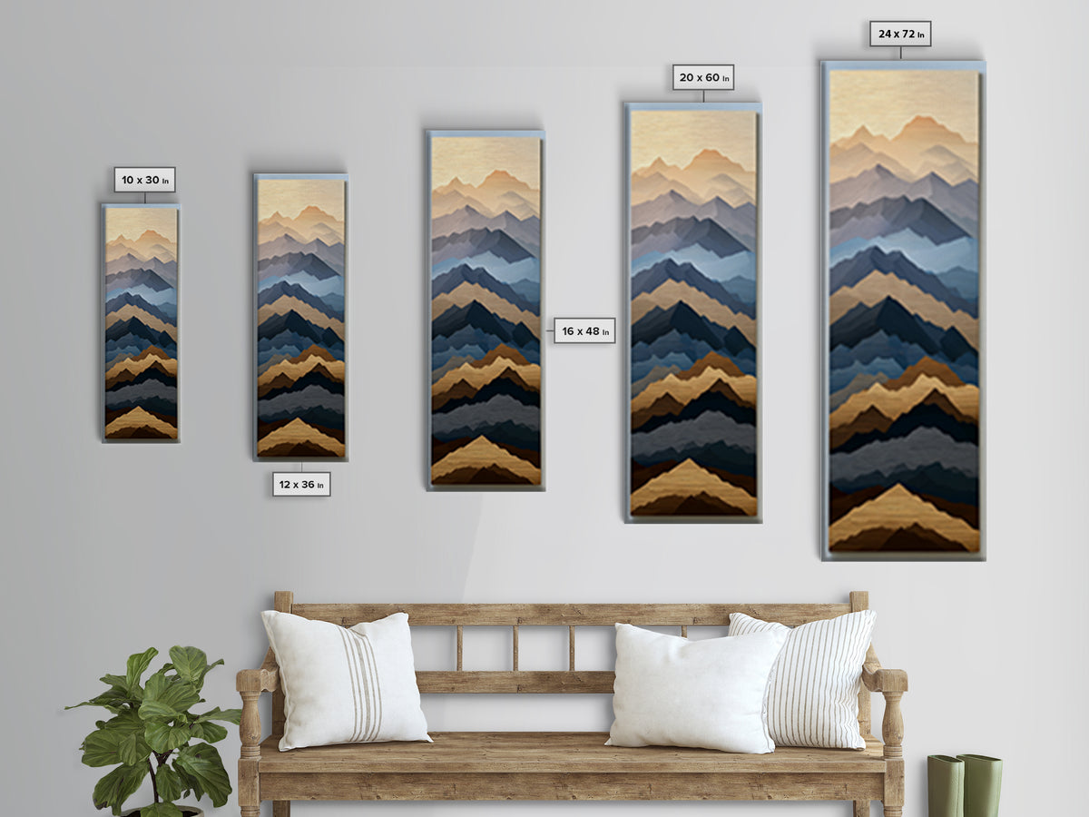 Muted Mountain Layers Canvas Print, Scandinavian Art, Printable Art, Living Room Decor, Oil Painting, Nordic, Modern Art, SCA-1x3-44
