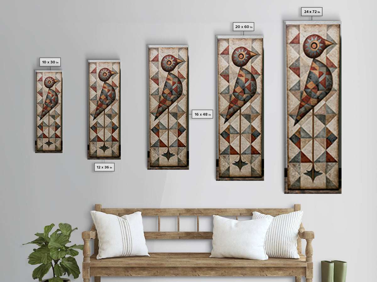 Nordic Folk Bird Framed Canvas Print, Scandinavian Art, Scandinavian, Living Room Decor, Fine Art, Nordic, Wall Art, Home Decor, SCA-1x3-47