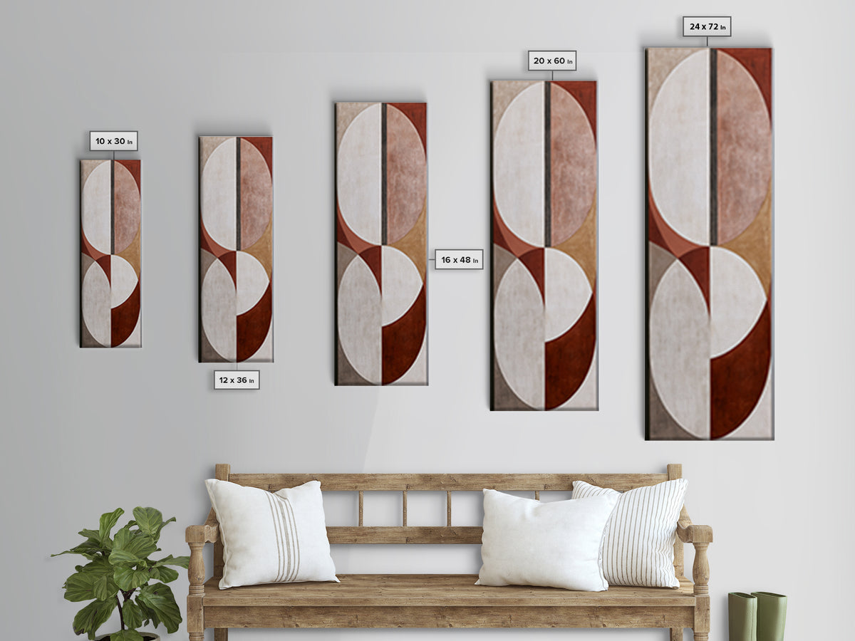 Abstract Arch Shapes Framed Canvas Print, Scandinavian Art, Textured Painting, Living Room Decor, Abstract Art, Nordic, SCA-1x3-50