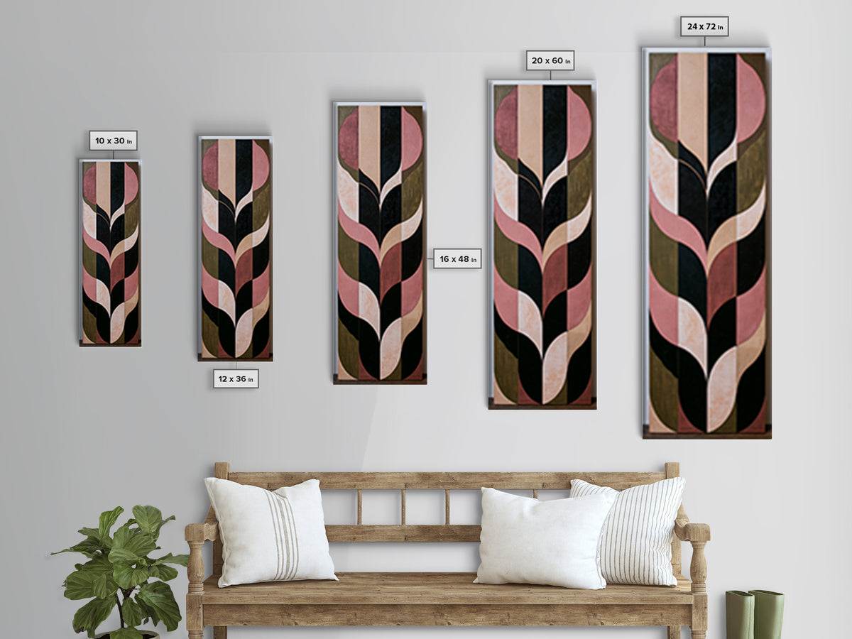 Scandinavian Textile Pattern Framed Canvas Print, Scandinavian Art, Living Room Decor, Fine Art, Nordic, Gallery Decor, SCA-1x3-52