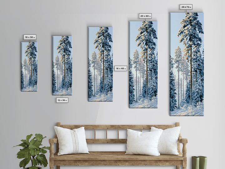 Snowy Nordic Forest Framed Canvas Print, Scandinavian Art, Digital Wall Art, Living Room Decor, Fine Art, Nordic, Boho Decor, SCA-1x3-61
