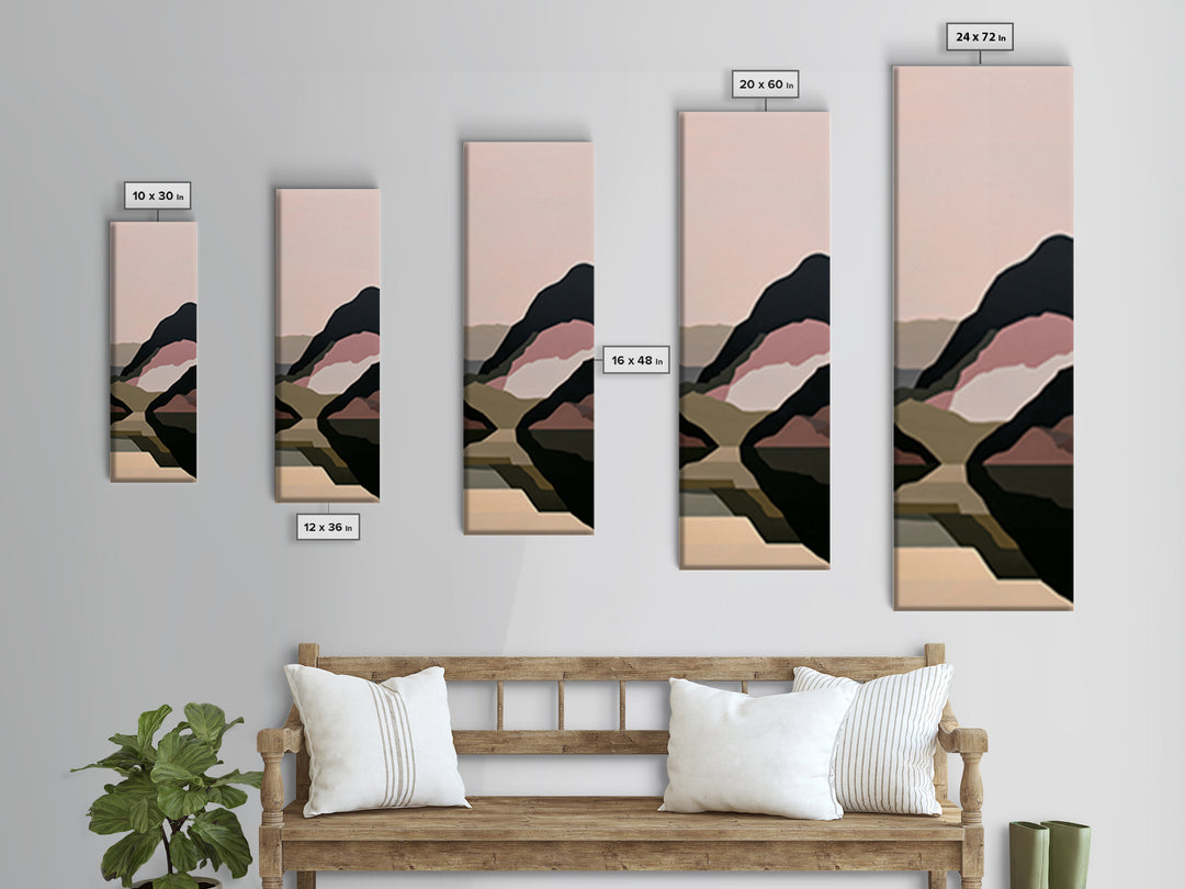 Minimal Fjord Landscape Framed Canvas Print, Scandinavian Art, Contemporary Art, Living Room Decor, Oil Painting, Nordic, SCA-1x3-62