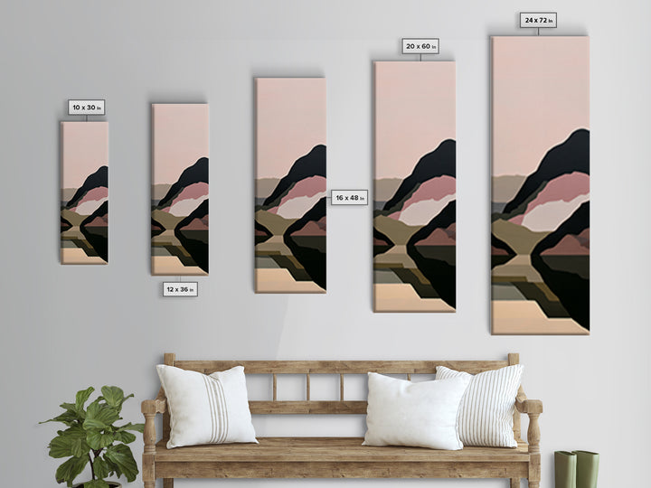 Minimal Fjord Landscape Framed Canvas Print, Scandinavian Art, Contemporary Art, Living Room Decor, Oil Painting, Nordic, SCA-1x3-62