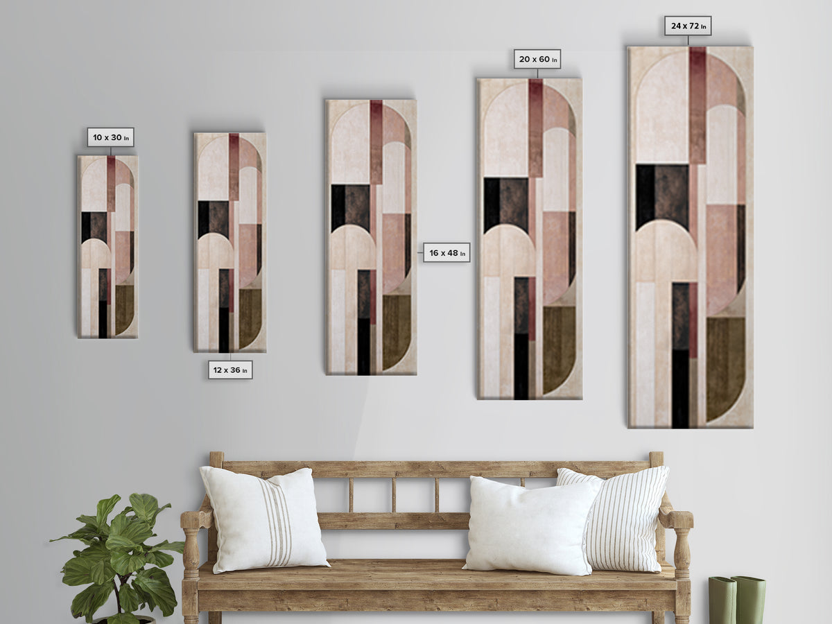 Abstract Arch Shapes Framed Canvas Print, Scandinavian Art, Textured Painting, Living Room Decor, Abstract Art, Nordic, SCA-1x3-74