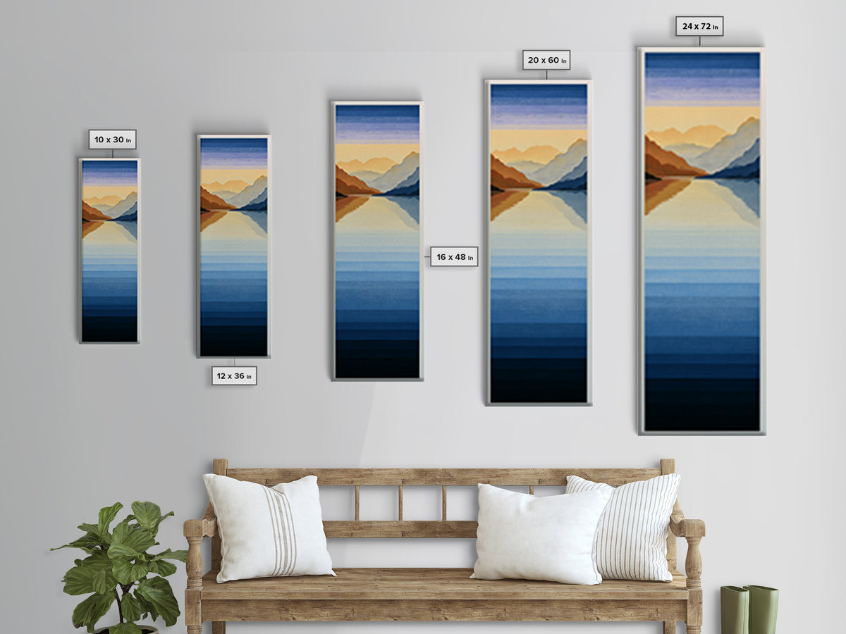 Minimal Fjord Landscape Canvas Print, Scandinavian Art, Art Print, Living Room Decor, Fine Art, Nordic, Farmhouse Decor, SCA-1x3-86