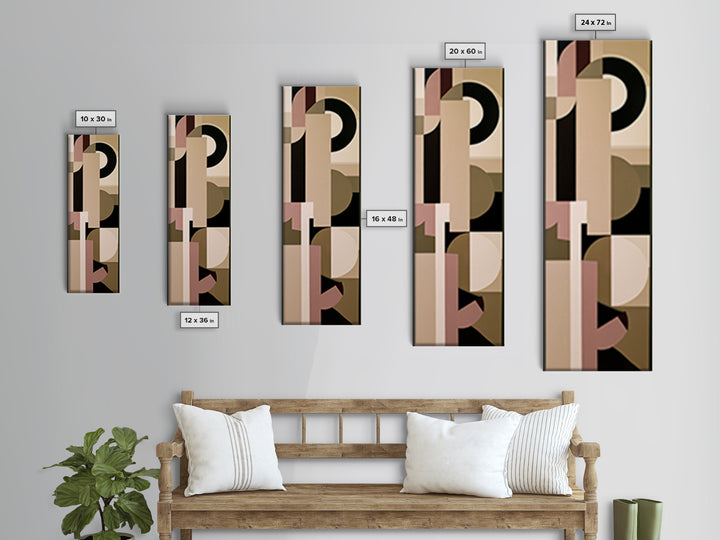 Soft Beige Geometric Abstraction Framed Canvas Print, Scandinavian Art, Wall Decor, Living Room Decor, Abstract Art, Nordic, SCA-1x3-87