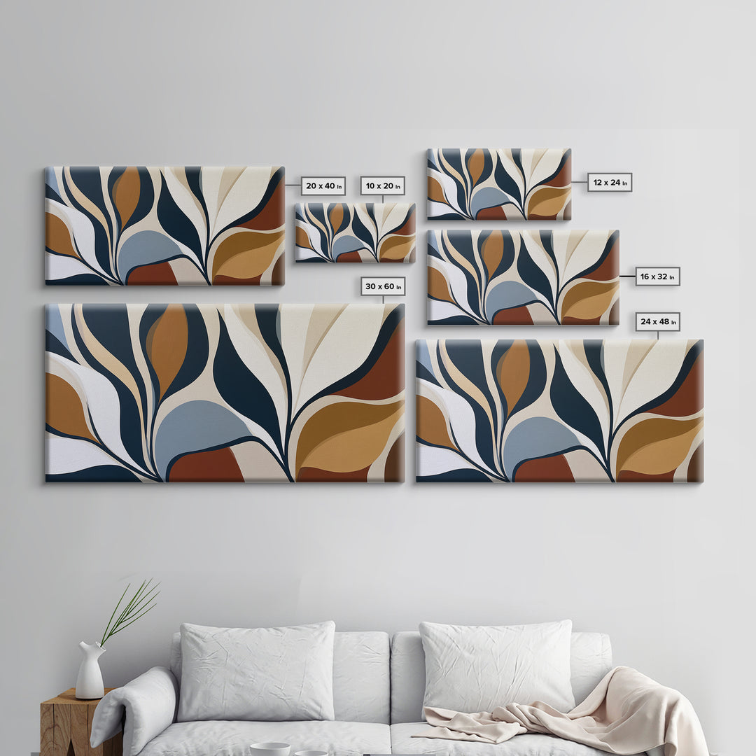 Pale Oak Botanical Line Drawing Framed Canvas Print, Scandinavian Art, Abstract Art, Living Room Decor, Oil Painting, Nordic, SCA-2x1-1