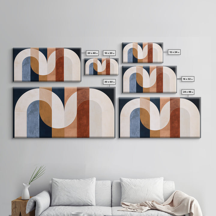 Abstract Arch Shapes Framed Canvas Print, Scandinavian Art, Decor, Living Room Decor, Abstract Art, Nordic, Printable Art, SCA-2x1-10
