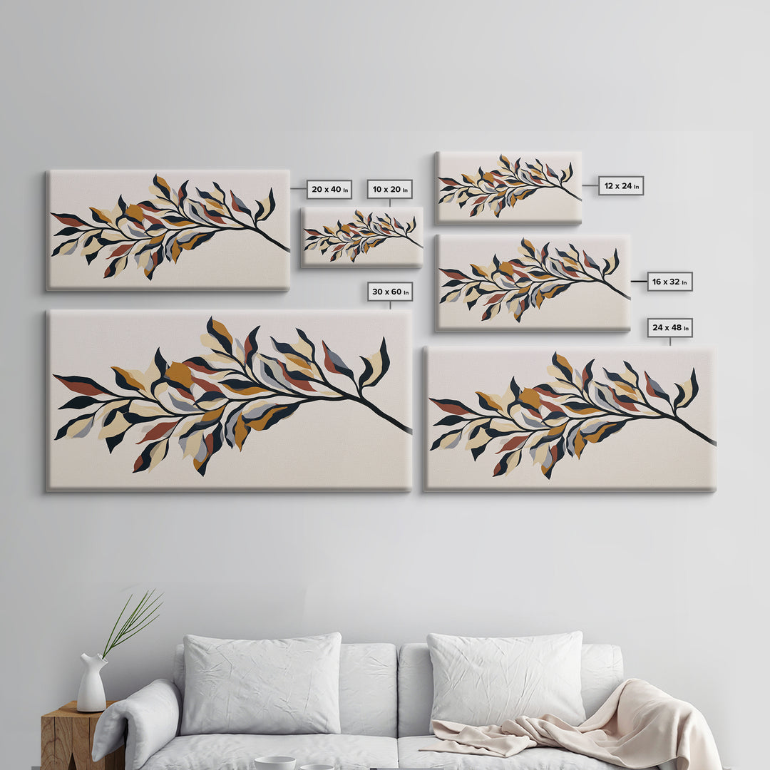 Single Black Branch on Warm White Background Canvas Print, Scandinavian Art, Fine Art Print, Living Room Decor, Nordic, SCA-2x1-16