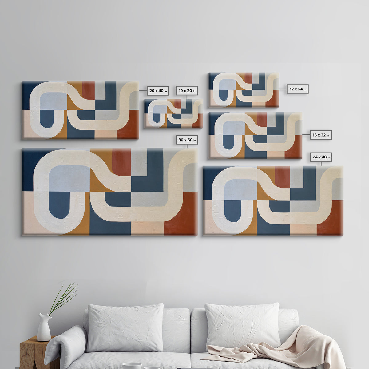 Soft Beige Geometric Abstraction Framed Canvas Print, Scandinavian Art, Digital Wall Art, Living Room Decor, Abstract Art, SCA-2x1-23