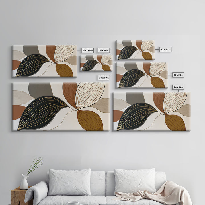 Pale Oak Botanical Line Drawing Framed Canvas Print, Scandinavian Art, Abstract Art, Living Room Decor, Oil Painting, Nordic, SCA-2x1-25
