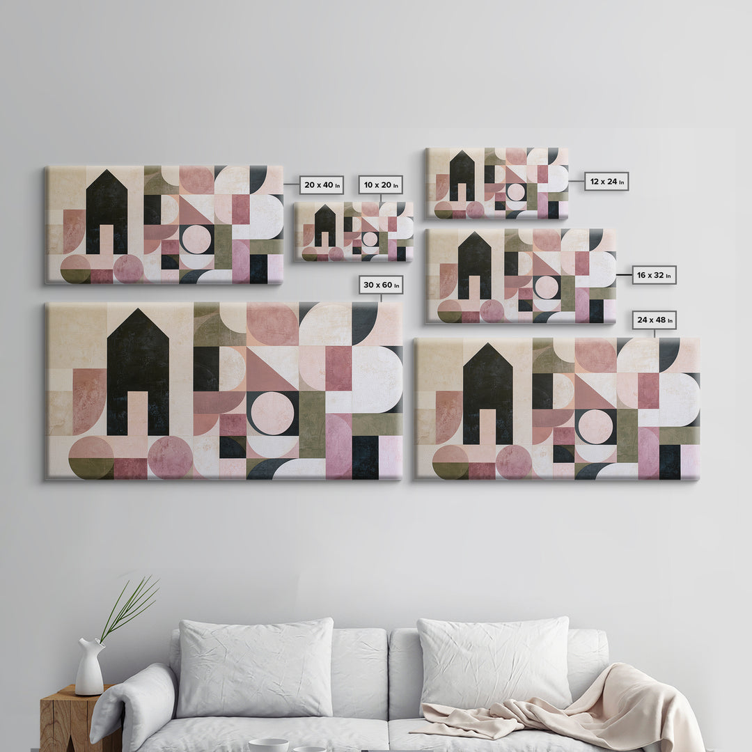 Simple Black House Shape Framed Canvas Print, Scandinavian Art, Room Decor, Living Room Decor, Nordic, Mid Century Modern, SCA-2x1-27