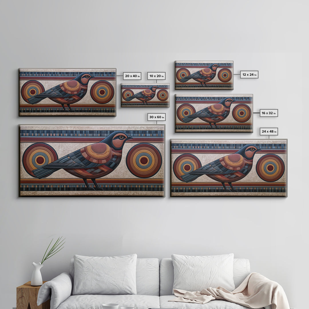 Nordic Folk Bird Canvas Print, Scandinavian Art, Wall Hanging, Living Room Decor, Fine Art, Nordic, Living Room Wall Art, SCA-2x1-31