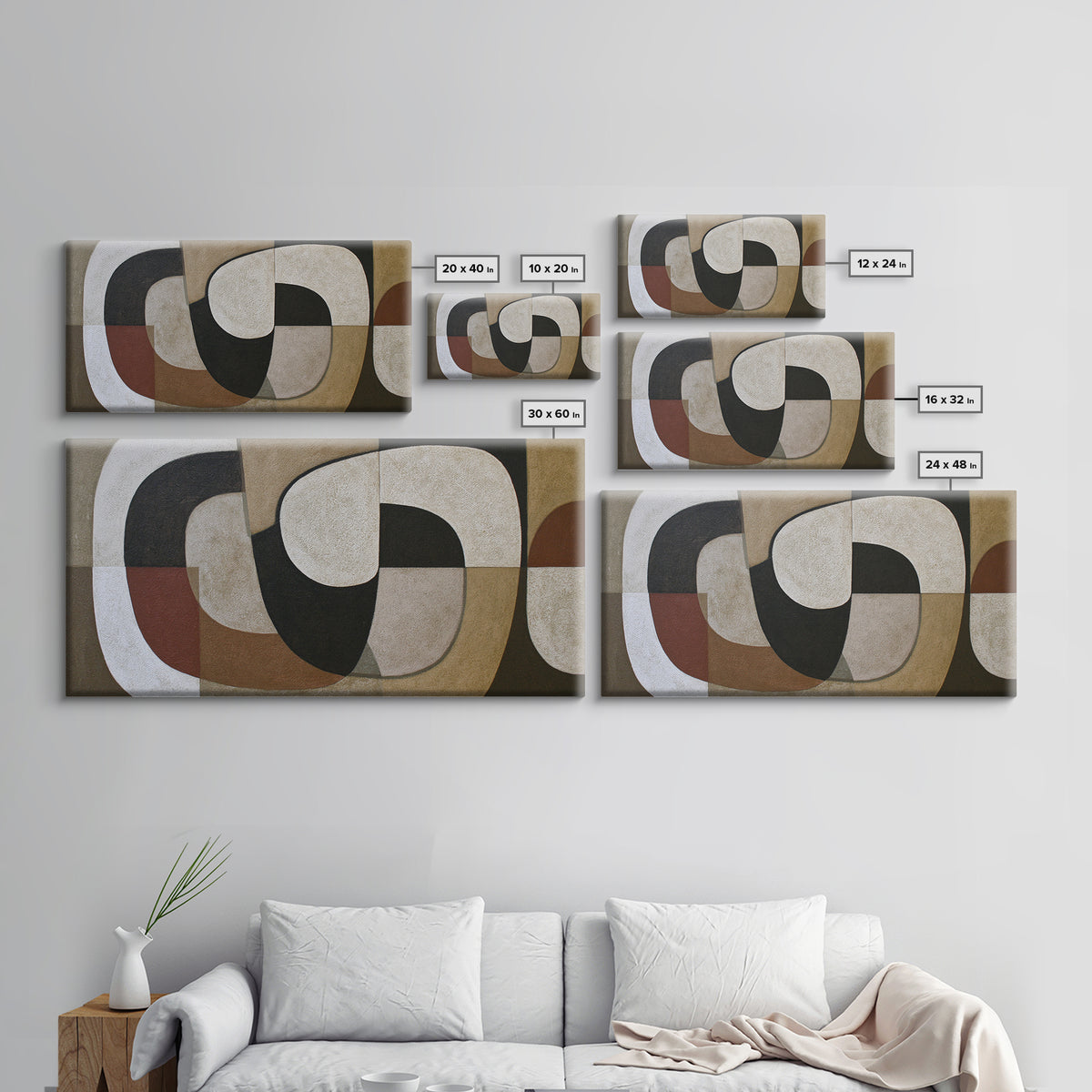 Soft Beige Geometric Abstraction Canvas Print, Scandinavian Art, Farmhouse Decor, Living Room Decor, Abstract Art, Nordic, SCA-2x1-47