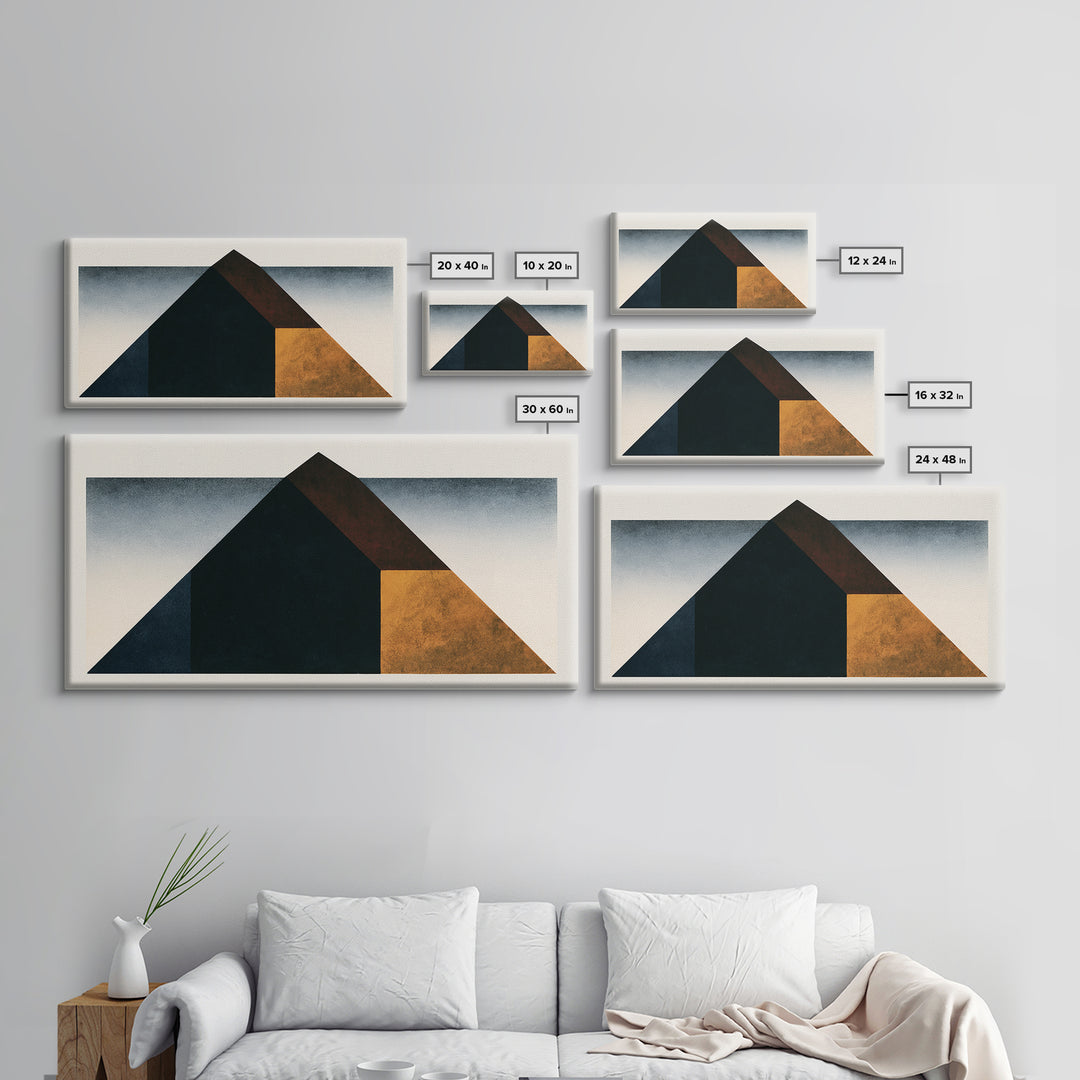 Simple Black House Shape Framed Canvas Print, Scandinavian Art, Living Room Decor, Abstract Art, Nordic, Gallery Decor, SCA-2x1-51