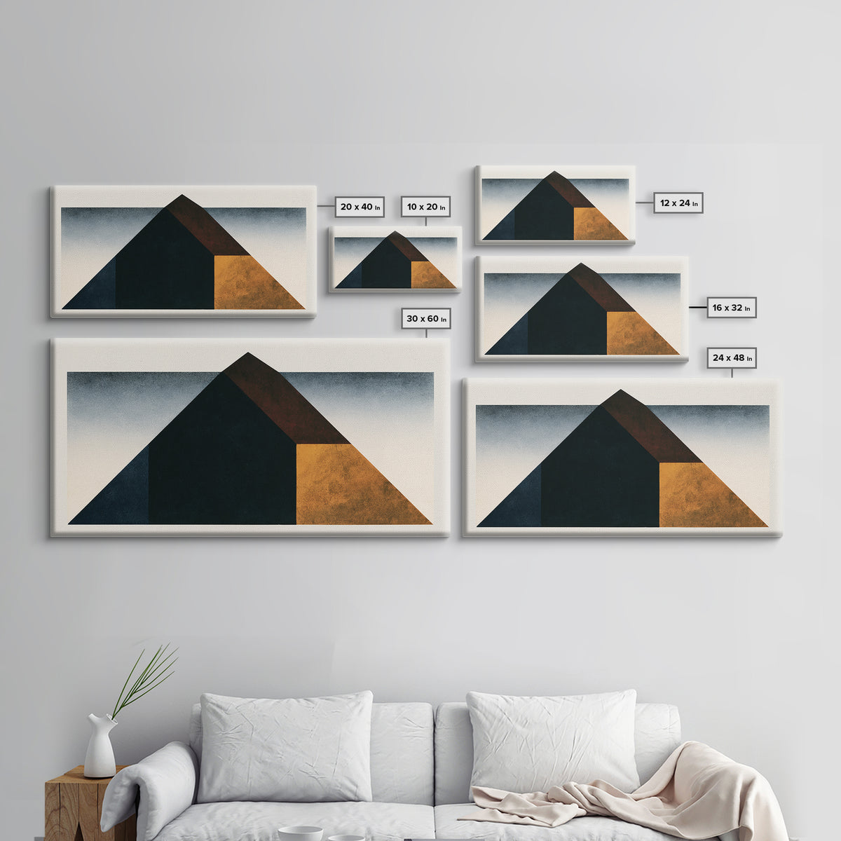 Simple Black House Shape Framed Canvas Print, Scandinavian Art, Living Room Decor, Abstract Art, Nordic, Gallery Decor, SCA-2x1-51