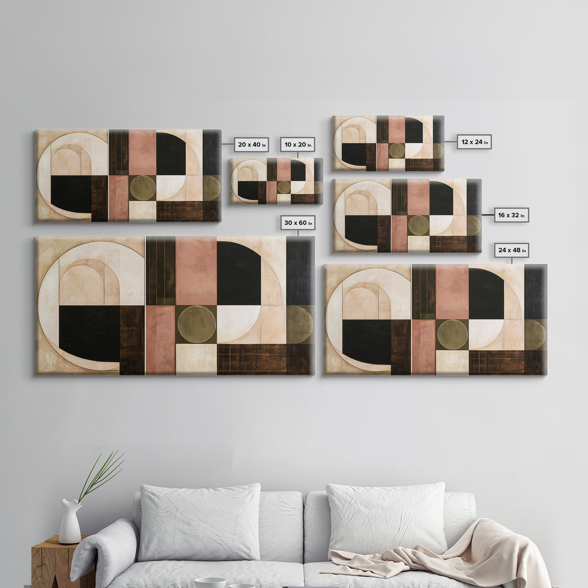 Abstract Arch Shapes Canvas Print, Scandinavian Art, Living Room Decor, Abstract Art, Nordic, Modern Wall Art, SCA-2x1-58