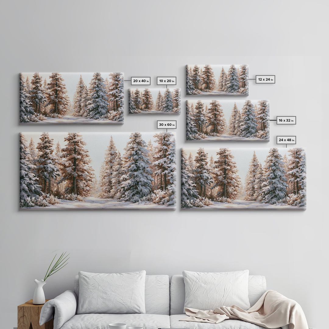 Snowy Nordic Forest Canvas Print, Scandinavian Art, Canvas Print, Living Room Decor, Fine Art, Nordic, Textured Painting, SCA-2x1-69