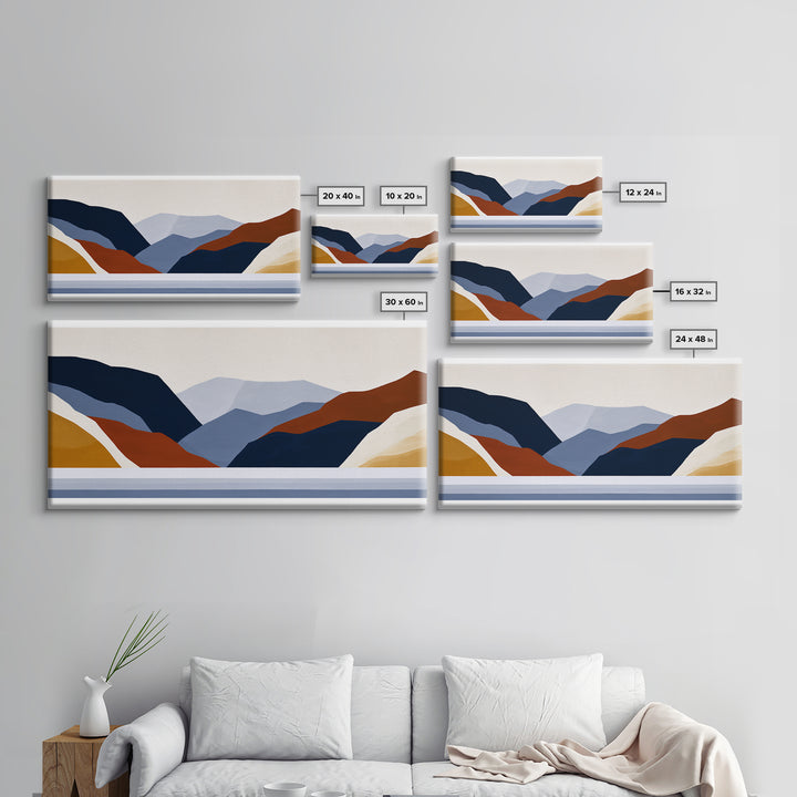 Minimal Fjord Landscape Canvas Print, Scandinavian Art, Living Room Decor, Oil Painting, Nordic, Living Room Wall Art, SCA-2x1-70
