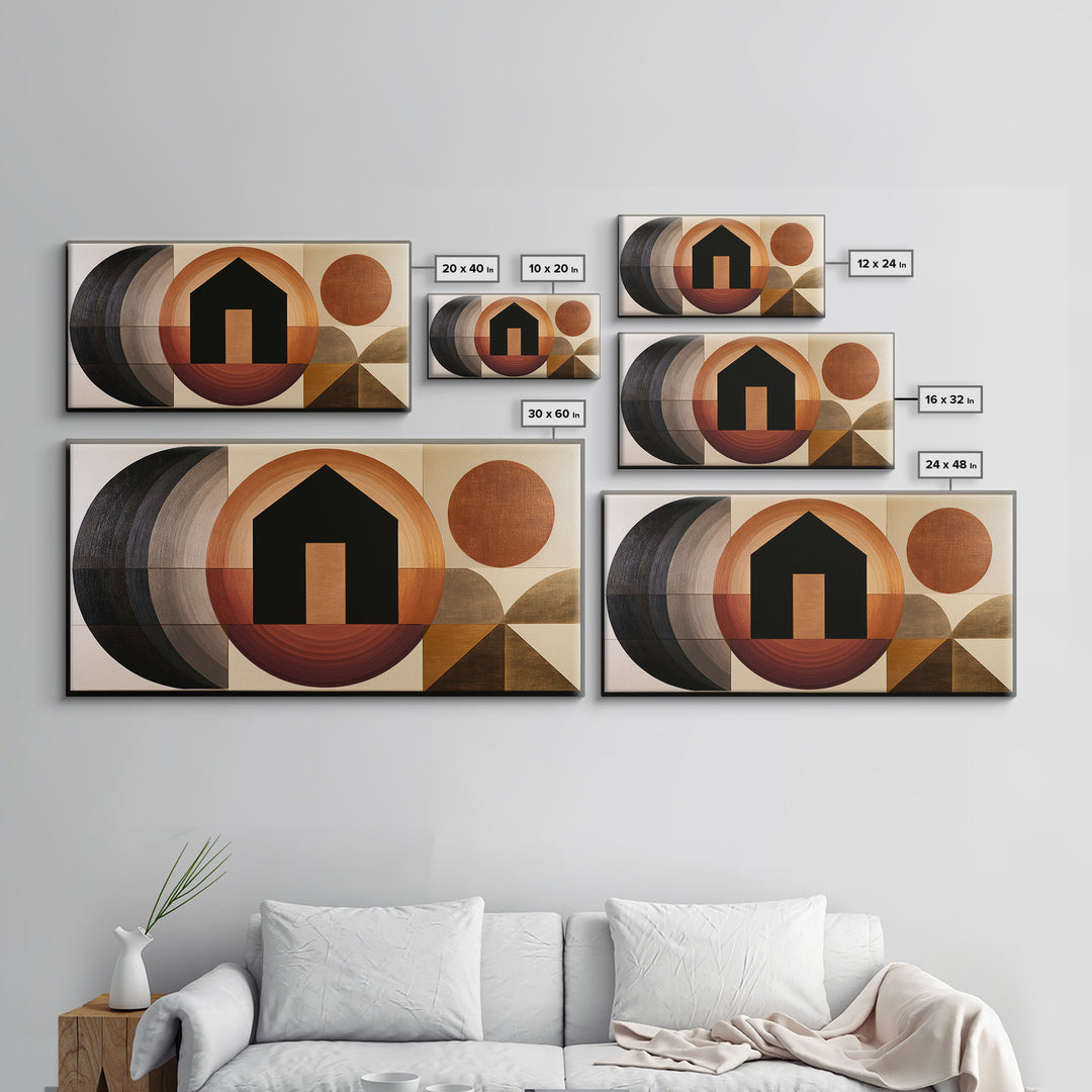 Simple Black House Shape Framed Canvas Print, Scandinavian Art, Contemporary Art, Living Room Decor, Abstract Art, Nordic, SCA-2x1-75