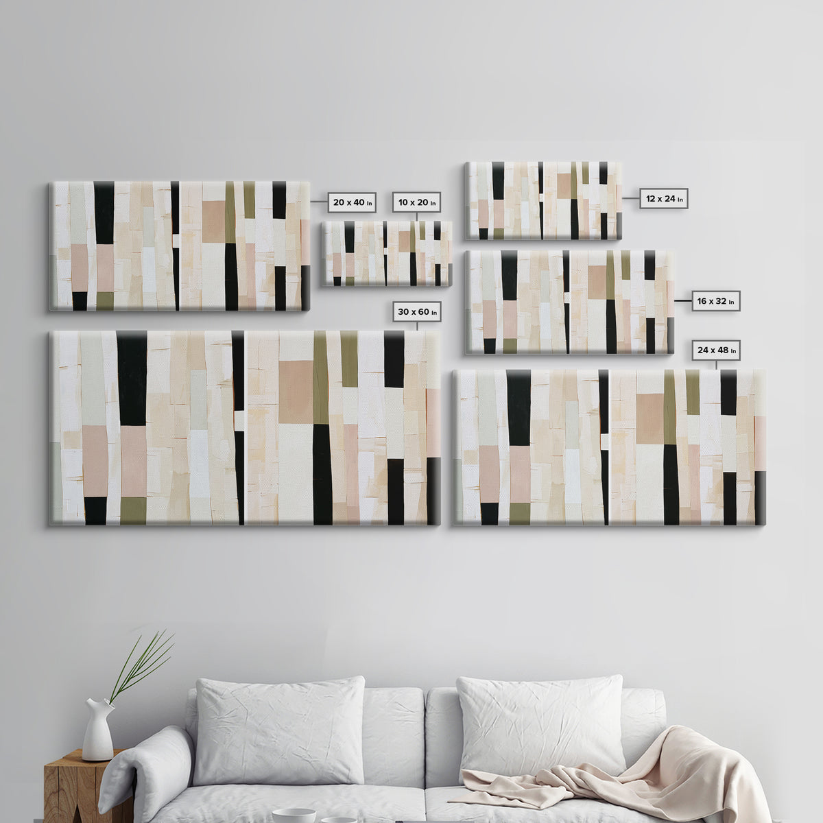Birch Tree Trunks Canvas Print, Scandinavian Art, Wall Art Print, Living Room Decor, Oil Painting, Nordic, Fine Art Print, SCA-2x1-77