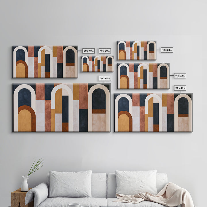 Abstract Arch Shapes Canvas Print, Scandinavian Art, Living Room Decor, Abstract Art, Nordic, Modern Wall Art, SCA-2x1-82
