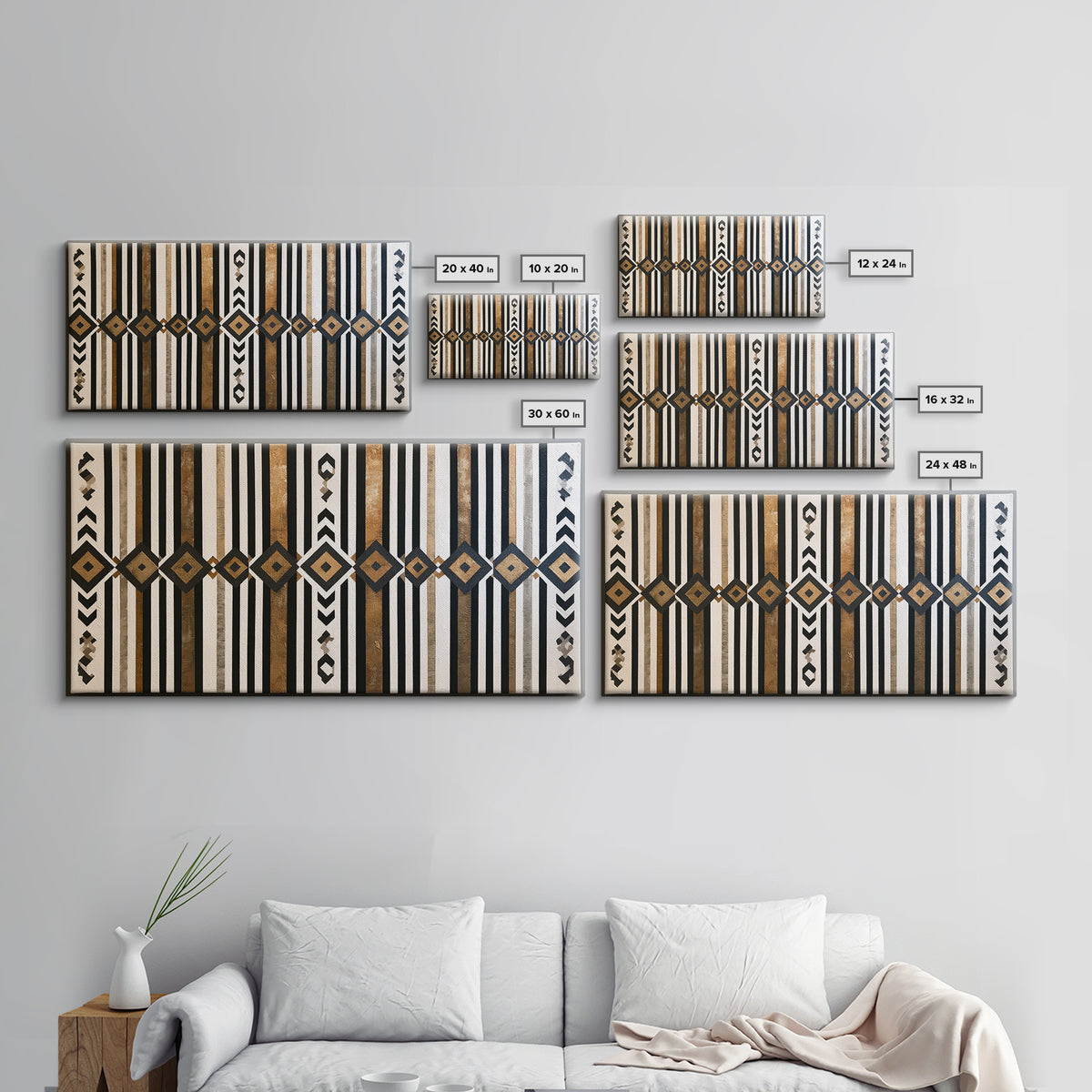 Scandinavian Textile Pattern Framed Canvas Print, Scandinavian Art, Abstract Wall Art, Living Room Decor, Fine Art, Nordic, SCA-2x1-84