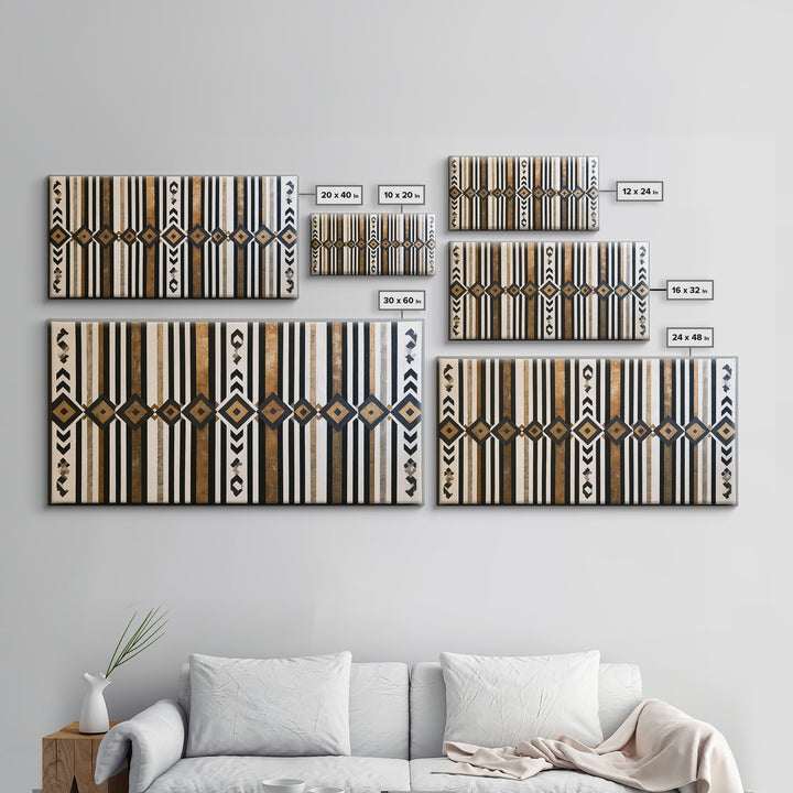 Scandinavian Textile Pattern Framed Canvas Print, Scandinavian Art, Abstract Wall Art, Living Room Decor, Fine Art, Nordic, SCA-2x1-84